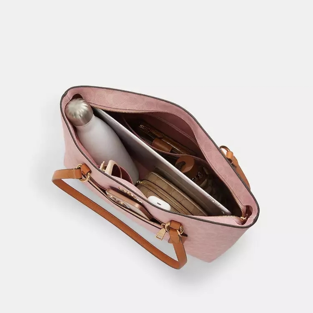 Coach Station Tote Bag In Signature Canvas (Powder pink) - Picture 14 of 16